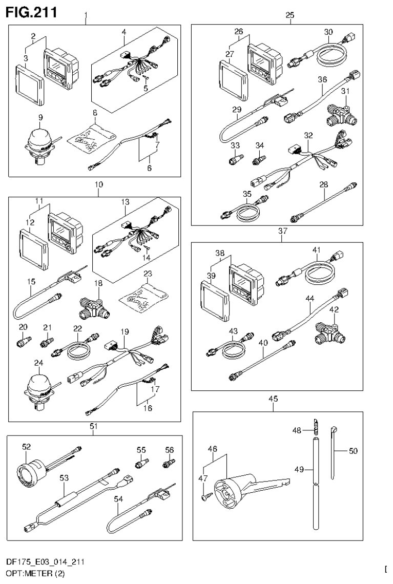 Suzuki DF175ZG OPT:METER (2) (DF175TG E03) parts diagram